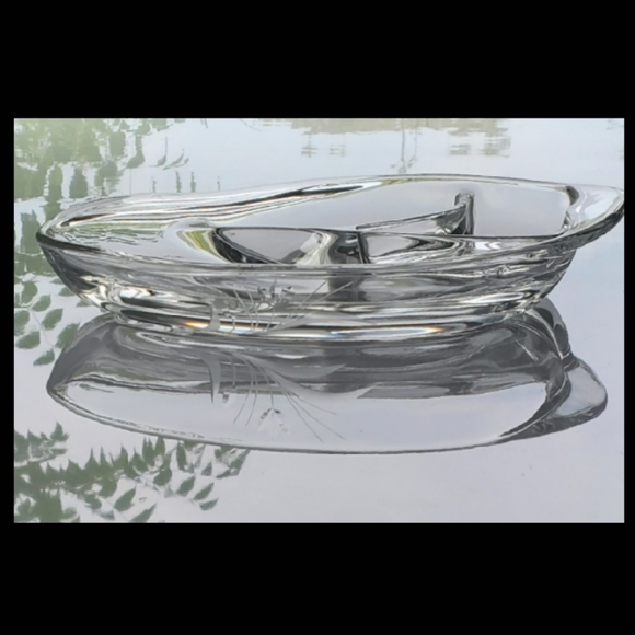 MCM Fostoria "Wheat" 3-part Clear Glossy Serving Dish - Picture 2 of 7